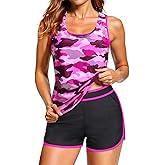 Daci 3 Piece Tankini Swimsuits for Women - Tummy Control Athletic Bathing Suit Sport Bra Modest 2 Pockets Boyshorts 2026