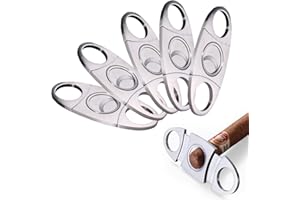 MPEEJ Cigar Cutter Guillotine, Stainless Steel Smooth Cigar Clippers Double Cut Blade, 5 Pack Silver Exquisite Cigar Scissors Accessories