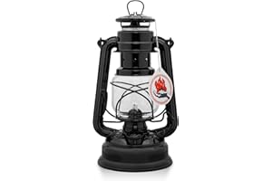 Feuerhand Outdoor Kerosene Fuel Lantern, German Made Weather Resistant Baby Special 276 Galvanized Hurricane Lamp for Camping or Patio, 10 Inches, Black