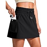 SANTINY 14" Cargo Skorts for Women with 4 Pockets Drawstring High Waisted Golf Hiking Skirt for Casual Summer Travel