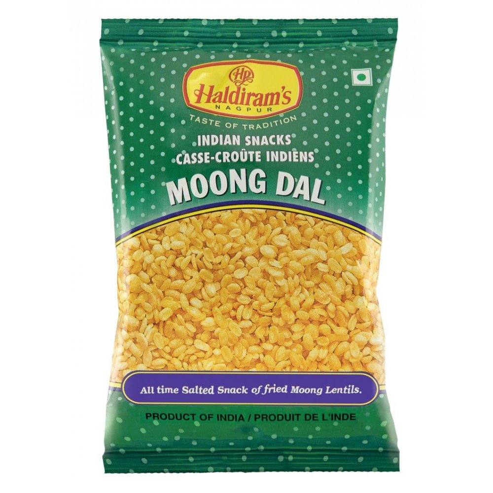 Haldiram Indian Snacks Moong Dal All Time Salted Snack of Fried Mung Lentils 150g (5.2 Oz)