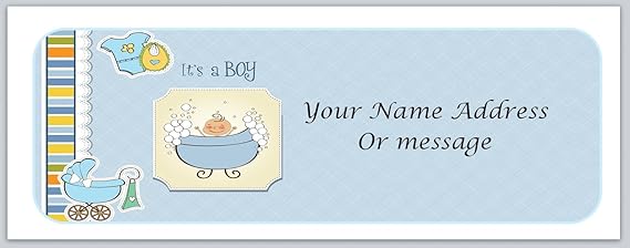 Amazon.com : 120 Personalized Address labels Baby Shower Boy (c 115 ...