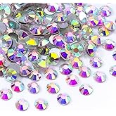 Meibite Crystal AB Flatback Rhinestones, Glass Rhinestones for Nail Art and Craft, Glue Fix, Loose Crystal Gemstones(Crystal AB, SS20, 1440pcs, 4.6-4.8mm)