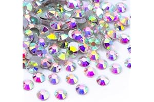 Meibite Crystal AB Flatback Rhinestones, Glass Rhinestones for Nail Art and Craft, Glue Fix, Loose Crystal Gemstones(Crystal AB, SS20, 1440pcs, 4.6-4.8mm)