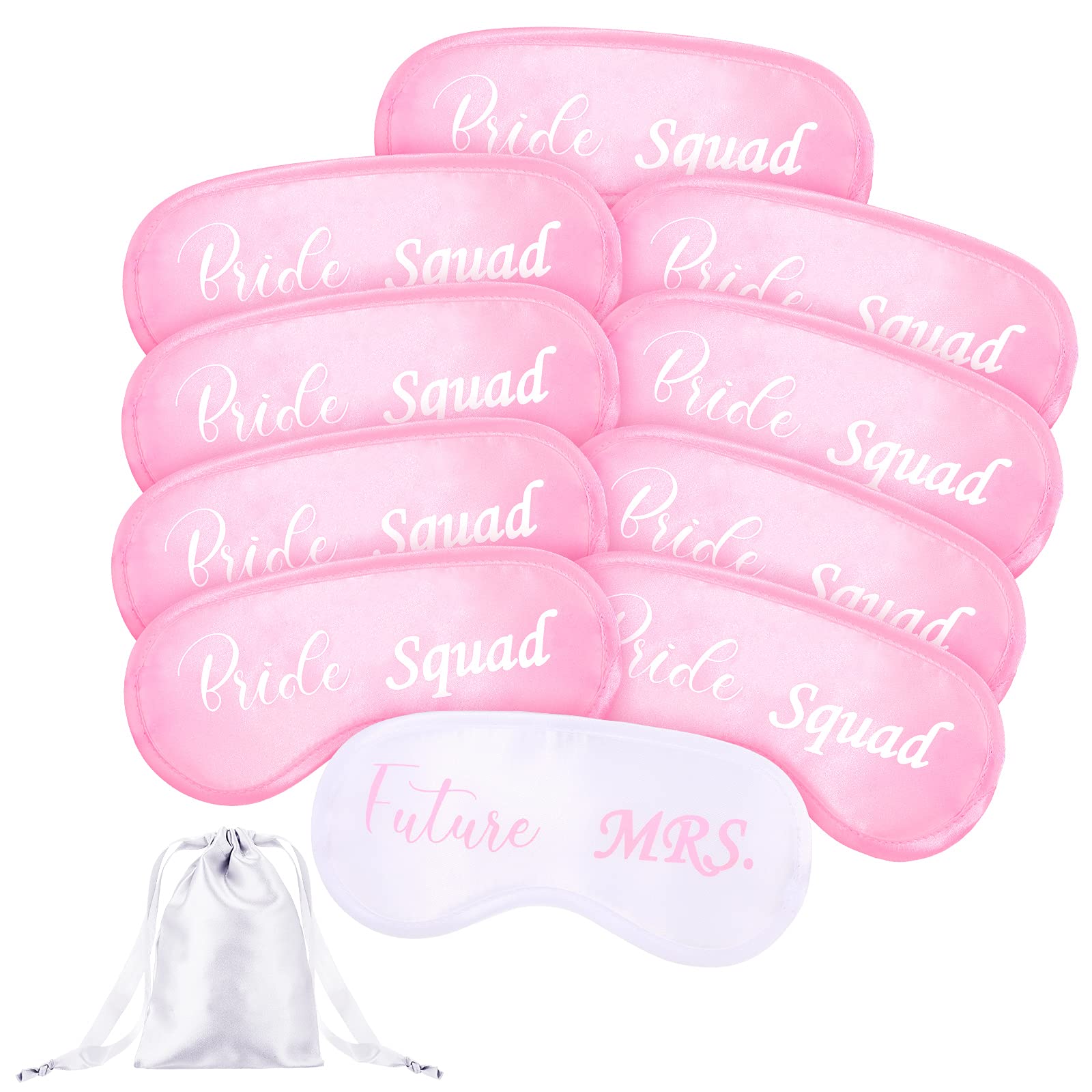 Sintege 15 Pieces Bride Masks and Bridesmaids Sleep Mask Bridesmaid Proposal Present Bridal Party Favor Bachelorette Party Favors with White Storage Bag Bachelorette Present
