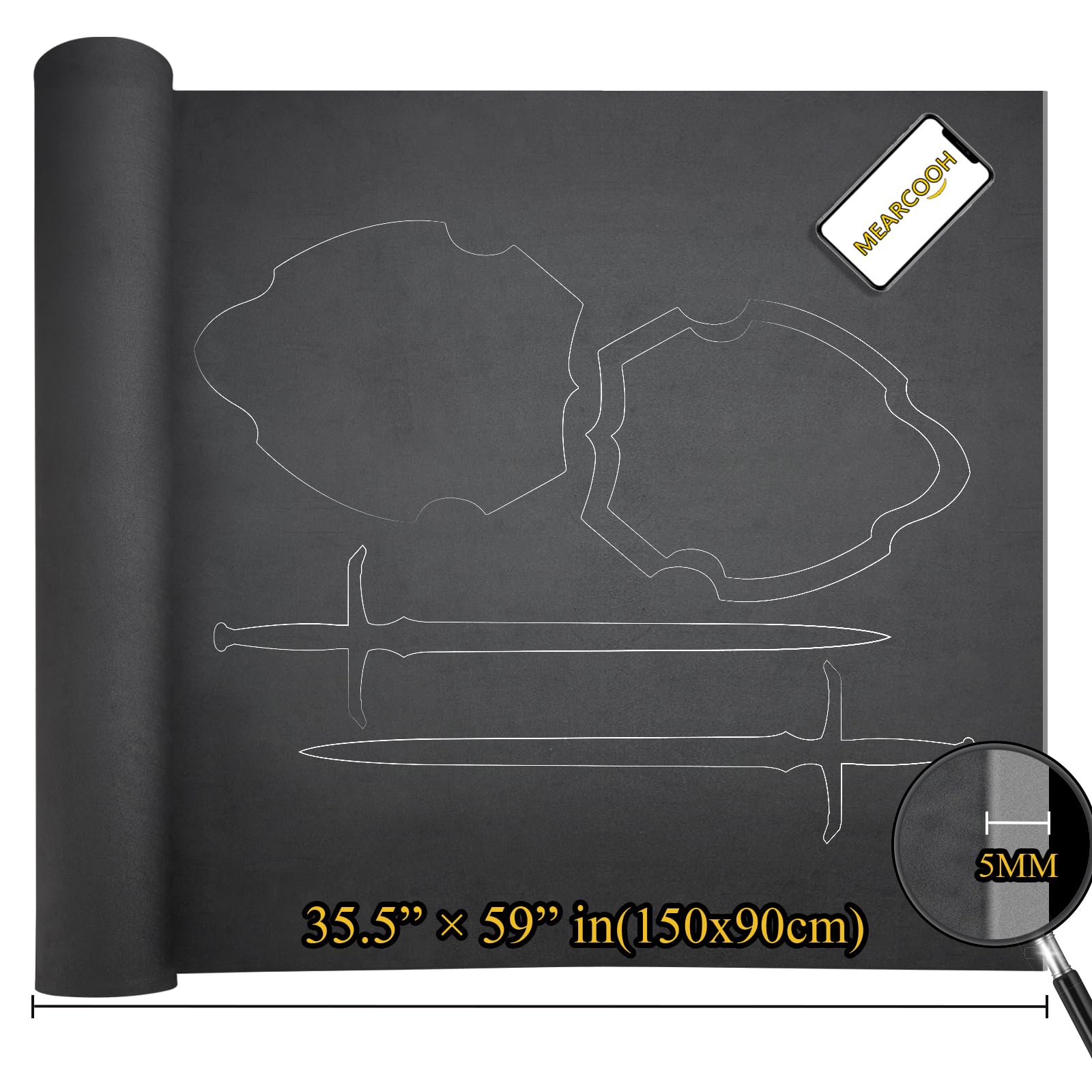 MEARCOOH EVA Foam Cosplay Black 5mm Thick (1mm to 20mm) Large 35.5