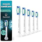 Philips Sonicare Genuine SimplyClean Replacement Toothbrush Heads, 5 Brush Heads, White, HX6015/03