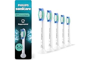Philips Sonicare Genuine SimplyClean Replacement Toothbrush Heads, 5 Brush Heads, White, HX6015/03
