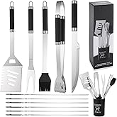 BBQ Grilling Tools Set,12pcs Grilling Accessories Kit for Men Gift, BBQ Grill Utensils Gift Kit with Storage Bucket BBQ Tools