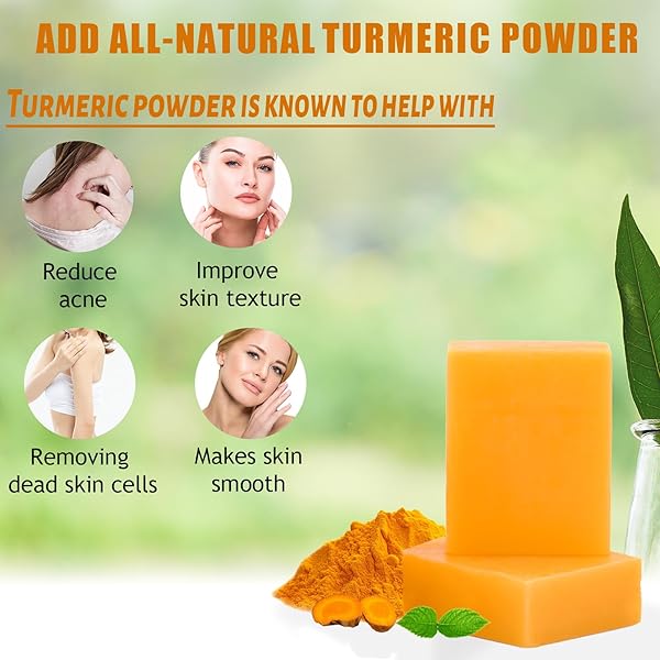 3 PACK TURMERIC SOAP BAR FOR FACE & BODY CLEANSER, ALL NATURAL TURMERIC SOAP, ORGANIC HANDMADE TUMERIC SOAP BAR, GENTLE TURMERIC FACE SOAP, SMOOTH SKIN AND MOISTURIZING – FOR ALL SKIN TYPES, 3.53OZ