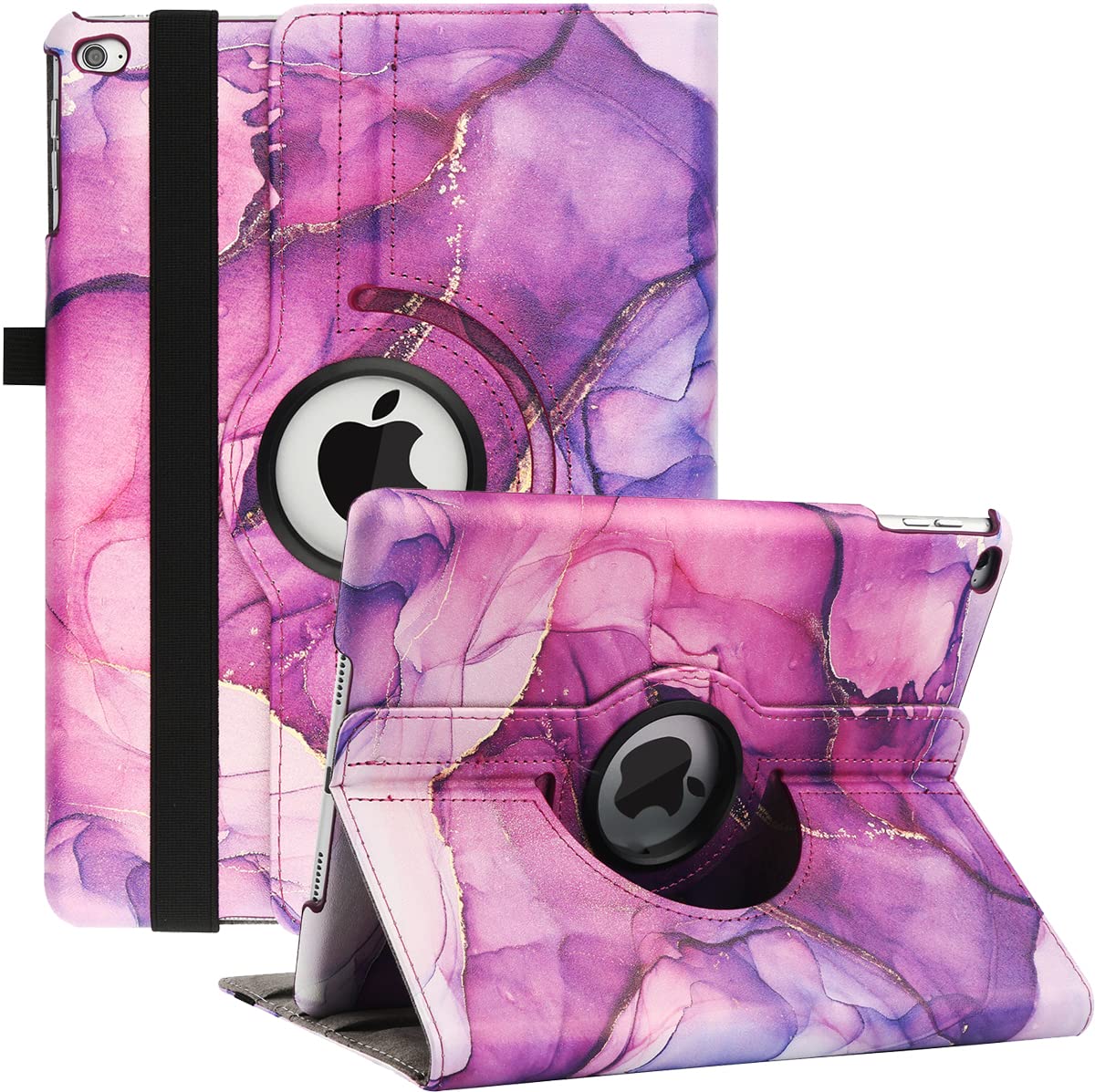 New iPad 9th/ 8th/ 7th Generation Case (10.2 inch) - 360 Degree Rotating Stand Smart Protective Cover, with Auto Sleep Wake Feature for Apple iPad 10.2 Inch 2021/2020/2019 (Purple Marble)