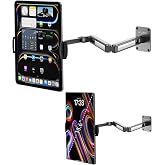 KU XIU Aluminum Alloy Tablet Wall Mount Holder for iPad, Foldable Portable Monitor Stand 360&deg; Adjustable Wall Arm Mount for iPad Pro Air 13/11" 2024, iPad 10/9th, Samsung Galaxy Tab, 7-15.6'' Tablet