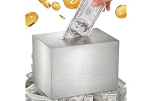 ZEAYEA Piggy Bank for Adults, Stainless Steel Savings Bank Must Break to Open for Cash Saving, Metal Money Bank Only Savings 