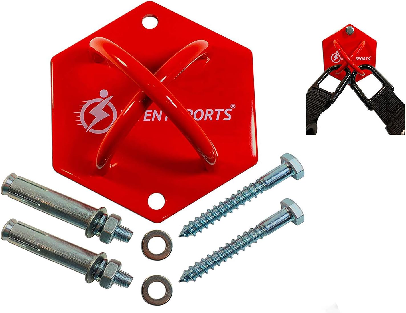 INTENT SPORTS Pro Mount Wall Ceiling Anchor of Maximum Strength Steel for Trapeze Hooks, Resistance Training Bands, Olympic Gymnastic Rings, Yoga, Hammock. Complete Mounting Hardware, Easy Install