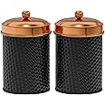 Amici Home Ashby Canister Set for Kitchen Counter | Food Storage Containers with Lids | Kitchen Canisters with Vintage Design | Kitchen Canister with Lid | Black/Copper Set of 2, Small, 24 Oz Each
