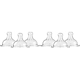 Amazon Brand - Mama Bear Wide-Neck Baby Bottle Nipple, BPA-Free, Slow Flow (Pack of 6)