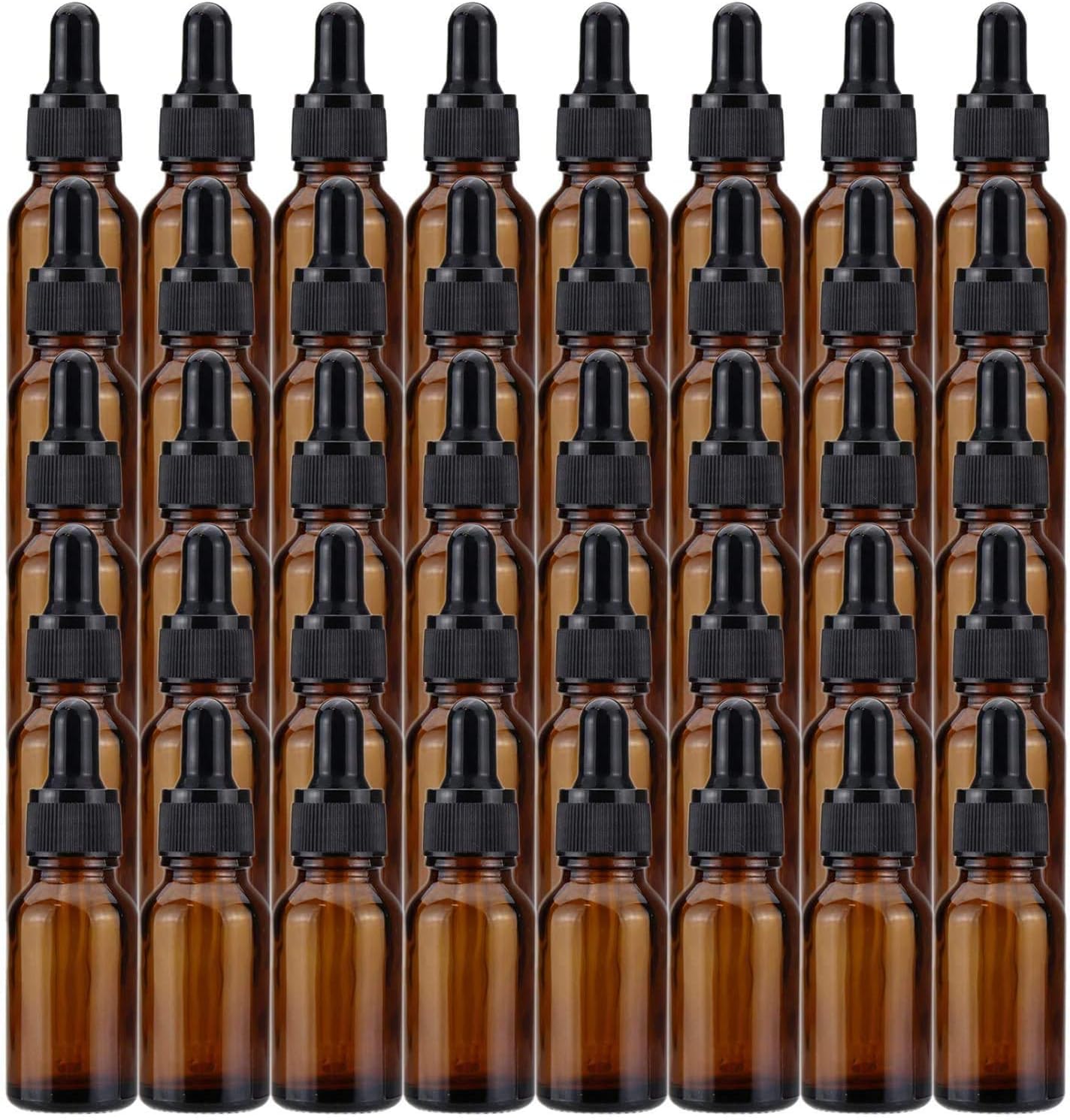 Lawei 40 x 15ml Amber Glass Bottles with Glass Eye Dropper Pipettes Dropper Bottles Small Sample Brown Bottle Refillable for Essential Oils Perfumes Chemistry Lab
