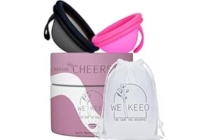 WE KEEO Reusable Menstrual Discs - 100% Medical-Grade Silicone Period Disc -Leak-Free 12-Hour Comfort - Tampon Disc Pad & Cup Alternative (Dark Pink & Black)