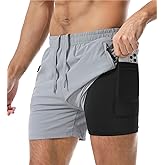 Aolesy Men's Gym Shorts Linerless & Liner - 5" Quick Dry Workout Running Shorts with Zip Pockets Sports Athletic Shorts
