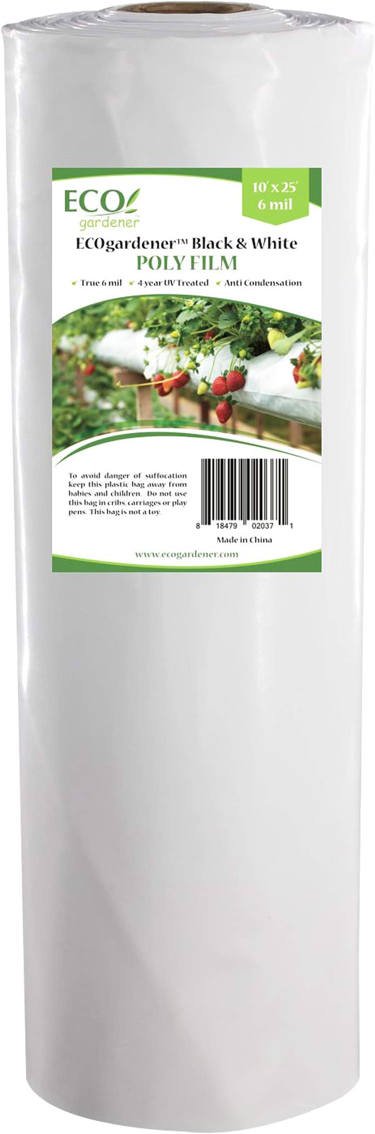 Black and White Poly Film โ 10โ x 25โ 6mil, 4 Year UV Treated, Heavy Duty Polyethylene Sheeting by ECOgardener