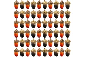 TIHOOD 60PCS Artificial Acorn, Fake Nutty Craft Acorns with Natural Acorn Cap Simulation Fruit Props for Vase Filler, Home House Autumn Favor, Thanksgiving Day Christmas Wedding Decor