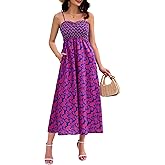 BeryLove Women Summer Floral Maxi Dress Casual Spaghetti Strap Beach Sun Dresses