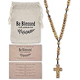 Bethlehem Certified Wooden Rosary from Olive Wood - Our Father Christian Catholic Wooden Prayer Beads in Cotton Rosary Pouch and Authenticity Certificate for Men and Women