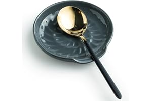 Gomakren Spoon Rest for Stove Top Kitchen Spoon Holder, Coffee Spoon Holder for Coffee Bar, Grey Kitchen Decor Ceramic Spoon Rest Dishwasher Safe