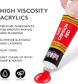 KOLOR KINGDOM 24 Colour Acrylic Paint Set with 3 Brushes 12ml Posca Style view 2