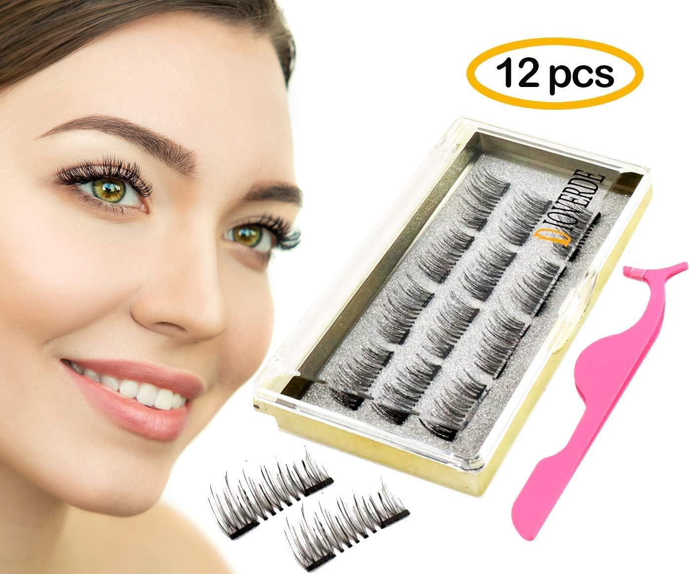 Magnetic Eyelashes, 3D Magnetic Eyelashes, Upgraded Magnetic Eyelashes, Ultra Thin Reusable Magnetic Eyelashes, 12 PCS with Tweezers