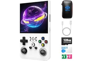XISKT R36MAX Retro Handheld Game Console,128GB Open Source System Support 30+ Emulator Console,4.0 Inch IPS Screen Retro Gaming Console,4000mAh Battery,Portable Video Game Console for Christmas (White)