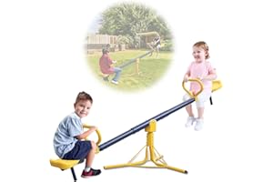 UIABOPZ Teeter Totter, 360 Degrees Rotating Seesaw for Kids Outdoor for Toddlers Ages 3-10, Sit and Spin See Saw, Kids Outdoor Play Equipment for Home, Backyard, Safety Certified, Christmas Birthday Gift