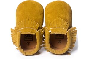 CENCIRILY Infant Baby Fringe Moccasin Slipper Boys Girls Tassel Suede Leather Toddler Sneakers Soft Sole First Walking Loafers Crib Shoes
