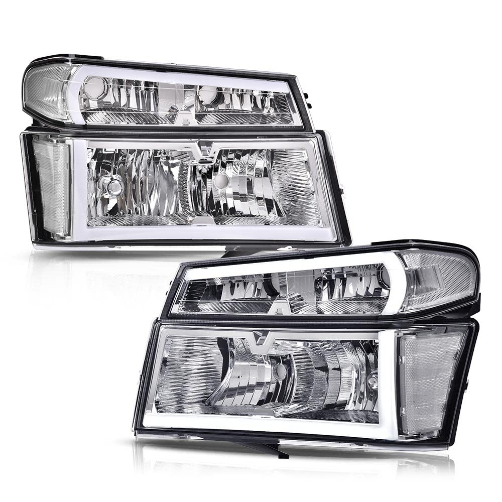 Photo 1 of PIT66 LED DRL Headlights, Compatible with 2004-2012 Chevy Colorado/GMC Canyon/Fit 2006 Isuzu i-280 i-350/2007-2008 Isuzu i-290 i-370 Clear Lens Chrome Housing Clear Reflector