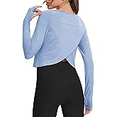 Bestisun Long Sleeve Athletic Workout Shirts Sports Yoga Gym Crop Tops for Women