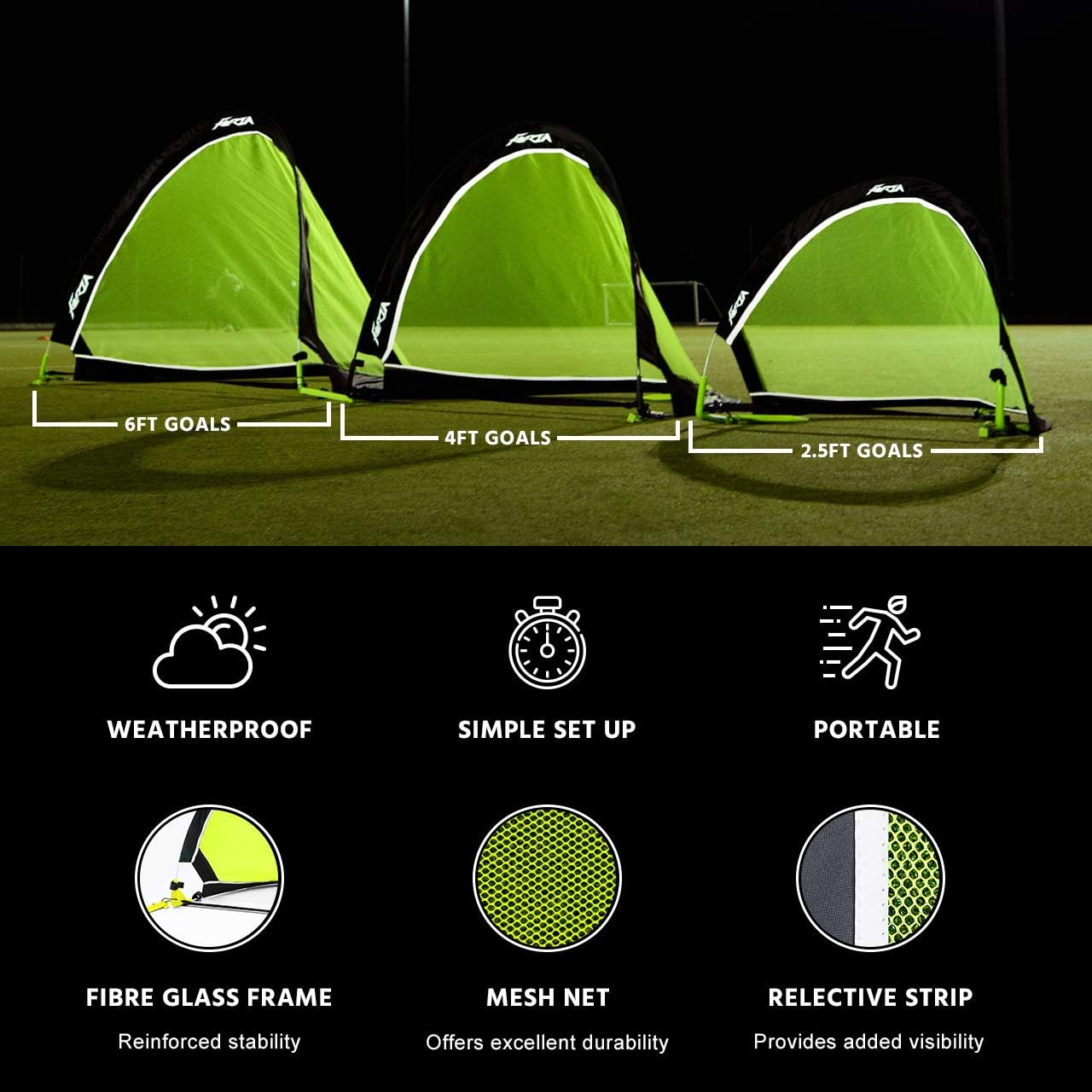 FORZA Flash Pop-Up Soccer Goals [Pair] – Portable Pro Soccer Nets [2.5ft, 4ft & 6ft] : Sports & Outdoors