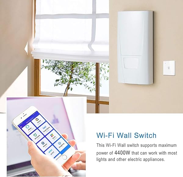 ALLOMN Interruptor de Caldera Wi Fi Inteligente Interruptor del Calentador de Agua Caliente Compatible con Alexa Google Home APP Control Remoto de Voz Carga Mx 4400W Blanco