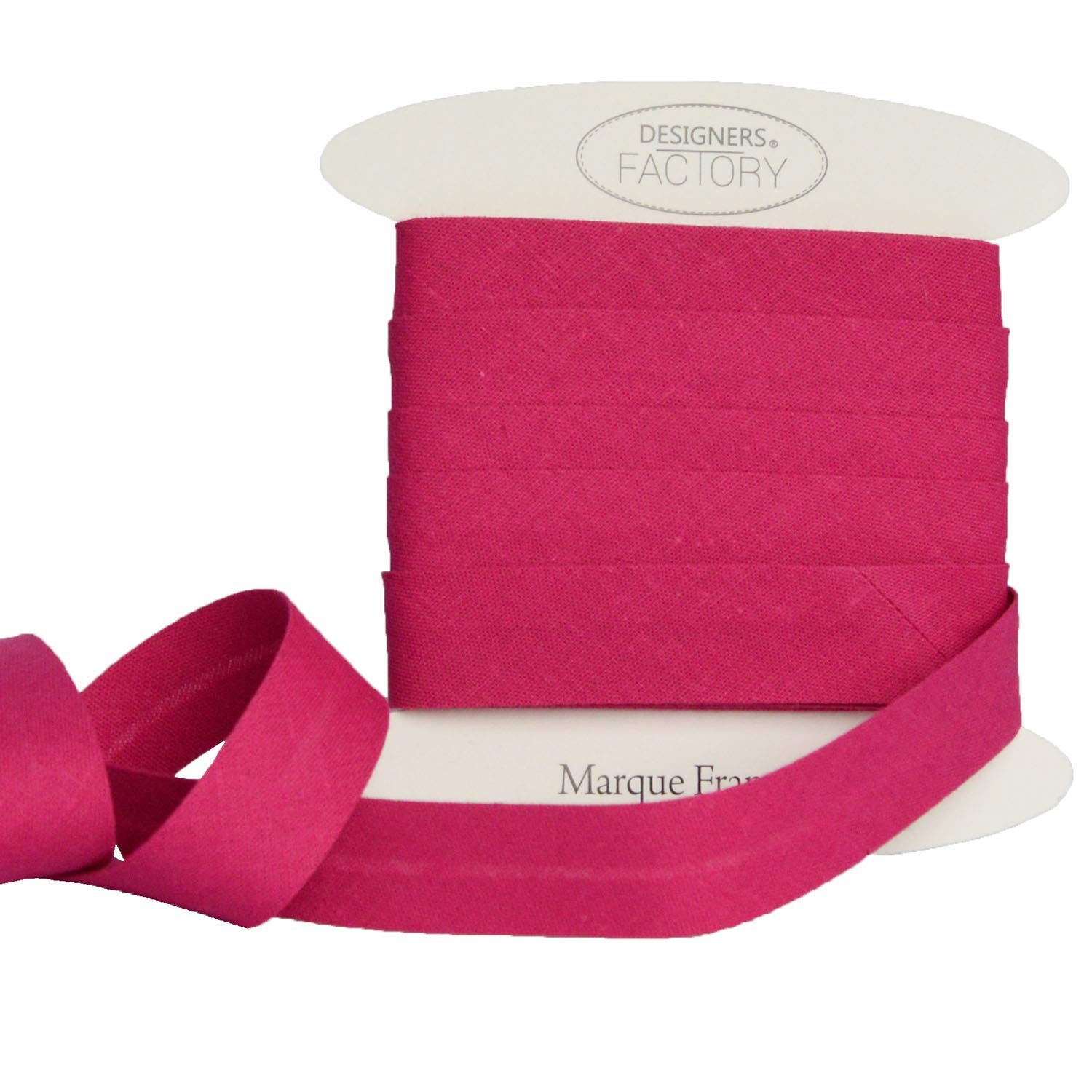 designers-factory Beautiful Quality Plain Cotton Bias Binding - Cotton Bias Binding - available in several colours and two sizes (By 10 meters, Fuchsia) — image 1