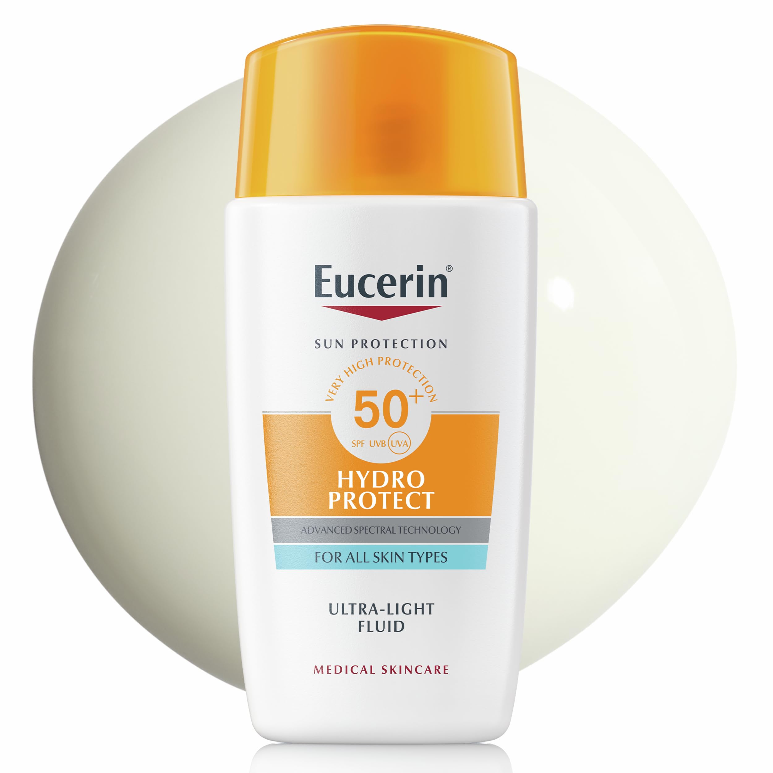 Eucerin Sun Face Hydro Protect Ultra-Light Fluid SPF 50+ 50ml, Facial Sunscreen with Non-Greasy Finish, Fast-Absorbing and Ultra Broad Spectrum Face Sun Cream