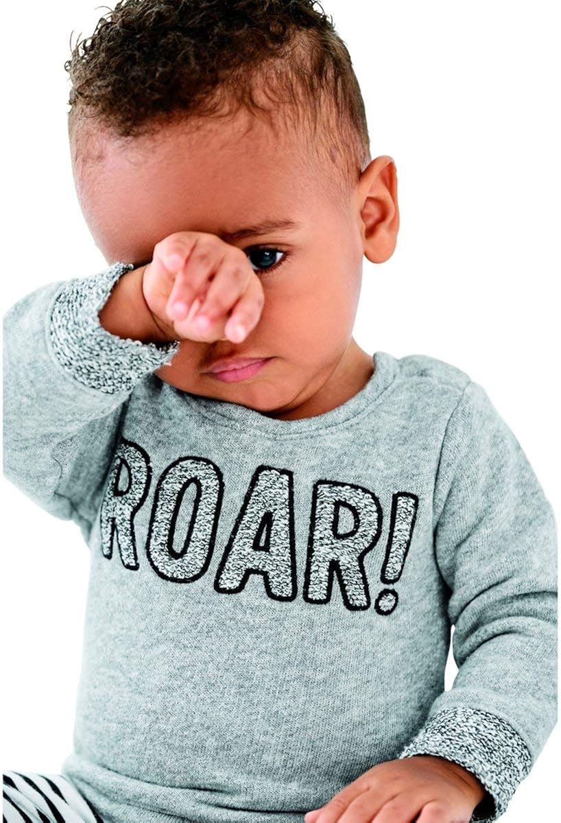 Carter's Infant Boys Gray Roar Baby Sweater Sweatshirt: Clothing