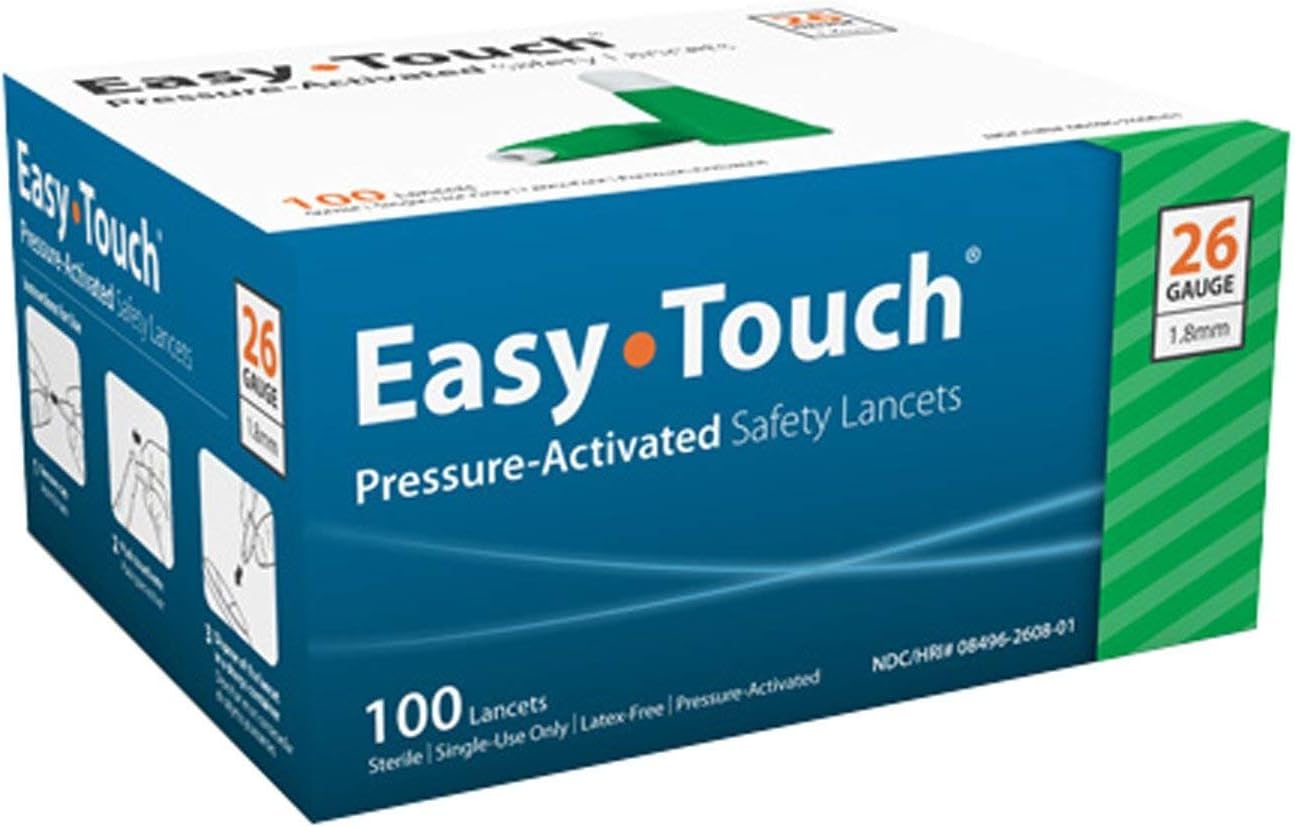 Easy Touch 826081 Safety Lancet, 26 g x 1.8 mm (Pack of 100)