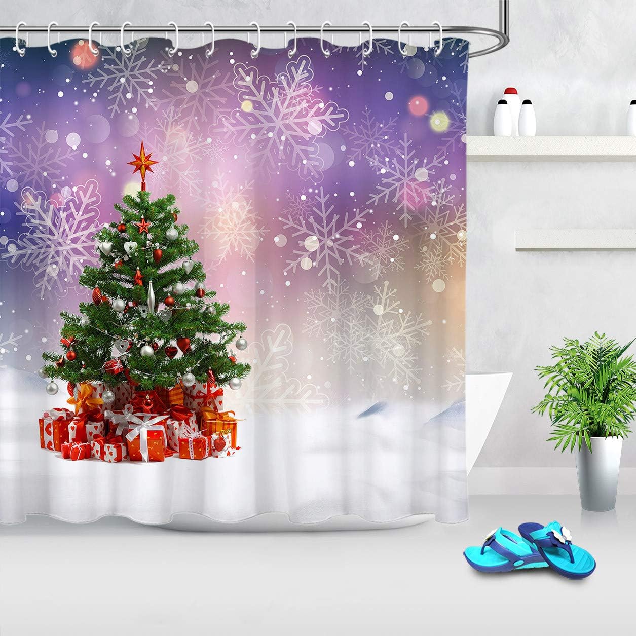 Beach Coconut Tree Full Moon Shower Curtain Home Bathroom Decor Fabric 12hooks