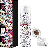 Tokidoki Unicorno insulated water bottle Stainless Steel Water Bottle 16oz Vacuum Sealed Thermal Cup with Leak Proof Flip Lid, Double Wall Tumbler for Hot & Cold Drinks, Unicorno Design