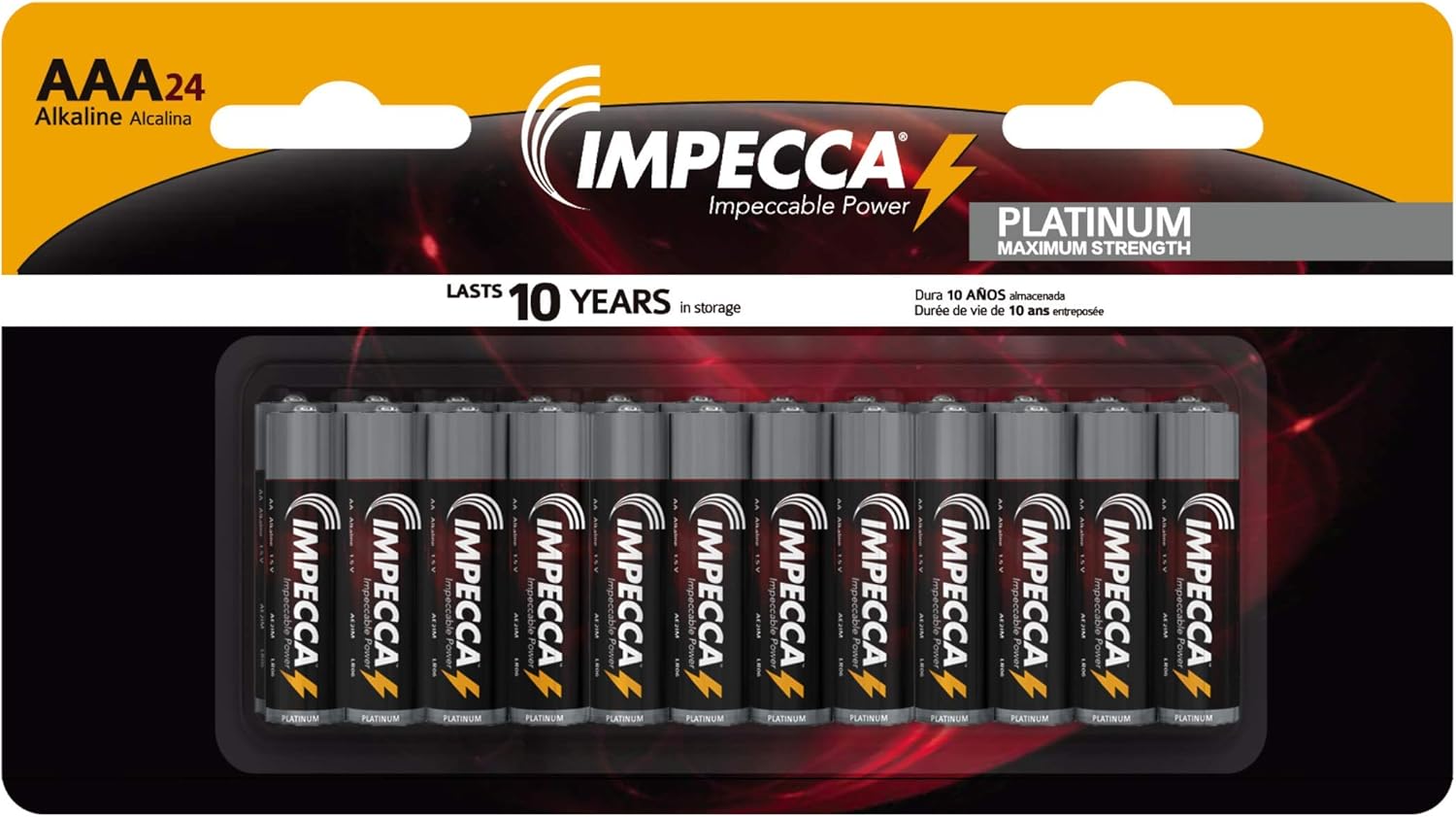 IMPECCA AAA Batteries, All Purpose Alkaline Batteries (100-Pack) High Performance AAA Battery Long Lasting Shelf Life and Leak Resistant 100-Count LR3 - Platinum Series (Case Included!): Home Audio & Theater