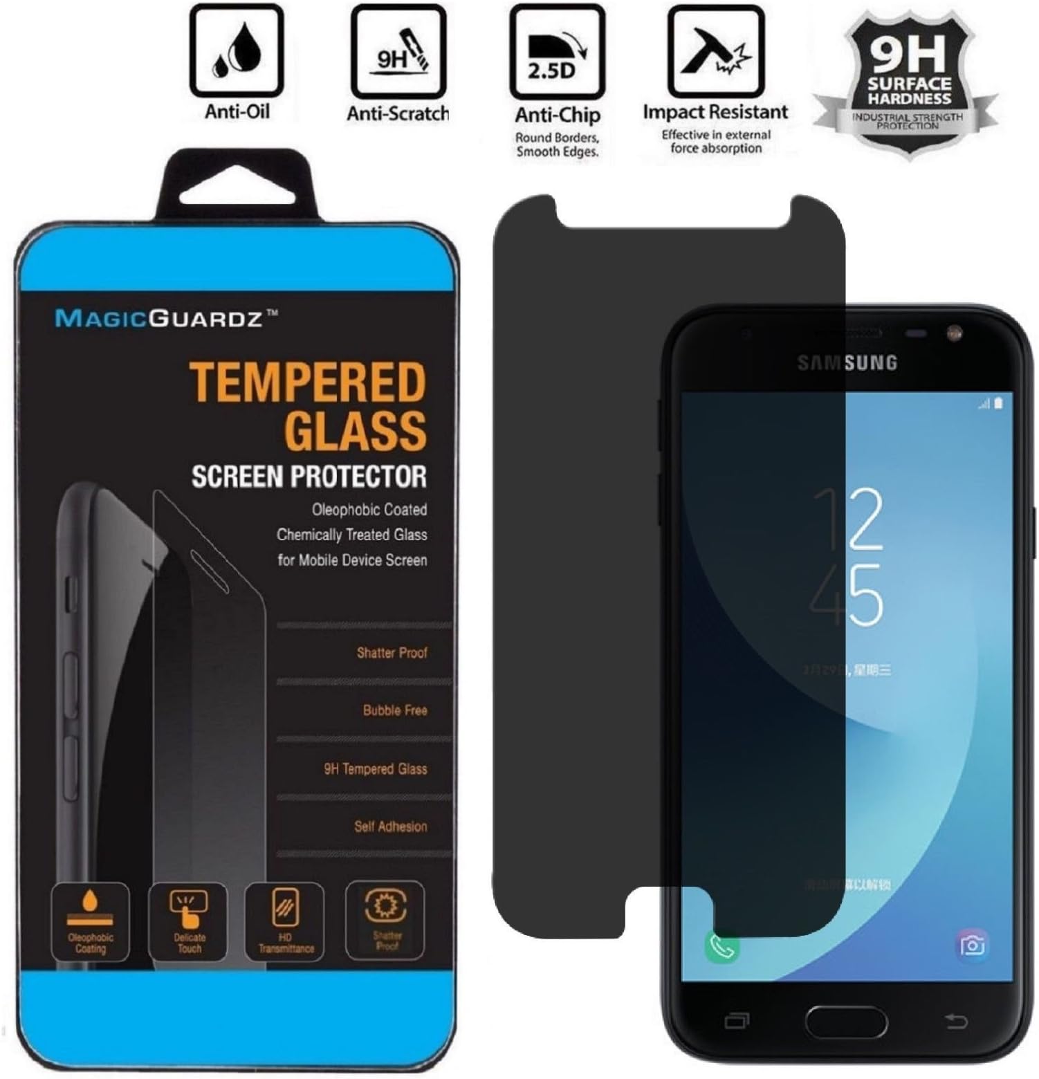 MagicGuardz, Made for Samsung Galaxy J7 Prime (T-Mobile), Privacy Anti-Spy Tempered Glass Screen Protector Shield, Retail Box