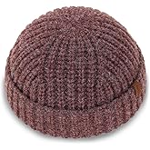 KNITDAY Chunky Wool Fisherman Short Beanie Hats Skull Cap for Men, Mens Thick Skater Streetwear Fishermans Beanie Daily Hat