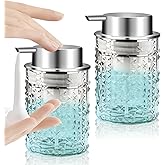 RETON 2 Pcs Foaming Soap Dispenser, 10 Oz/300ml Clear Hand Soap Dispensers with Pump, Refillable Foam Lotion Dispenser, Plastic Dish Soap Container for Bathroom Kitchen Countertop (2 Clear)
