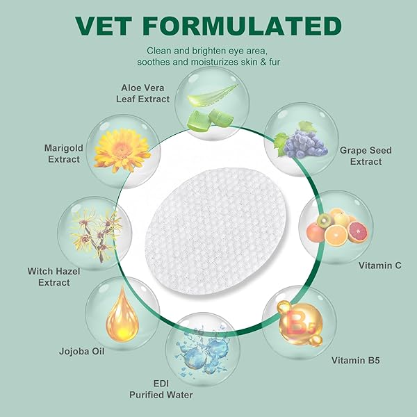 OPULA 170PCS DOG EYE WIPES, 3.15“/8CM DOG TEAR STAIN REMOVER WIPES, PET EYE WIPES FOR DOGS AND CATS, REMOVE CRUST DISCHARGEMUCUS SECRETIONS, DOG EYE WASH PADS FOR WHITE DOGS, CLEAN AND MOISTURIZE