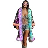 LED Light up Sequin Coat for Women Flash Sparkly Jacket Rave Costume Music Festival Outfits Parties Halloween Holiday