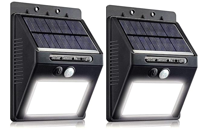 Burrow Solar Light 20 LED Bright Outdoor Security Lights with Motion Sensor Wireless Waterproof Night Lighting Solar Powered Spotlight for Garden, Wall, Path, Front Door, Deck, Driveway - Pack of